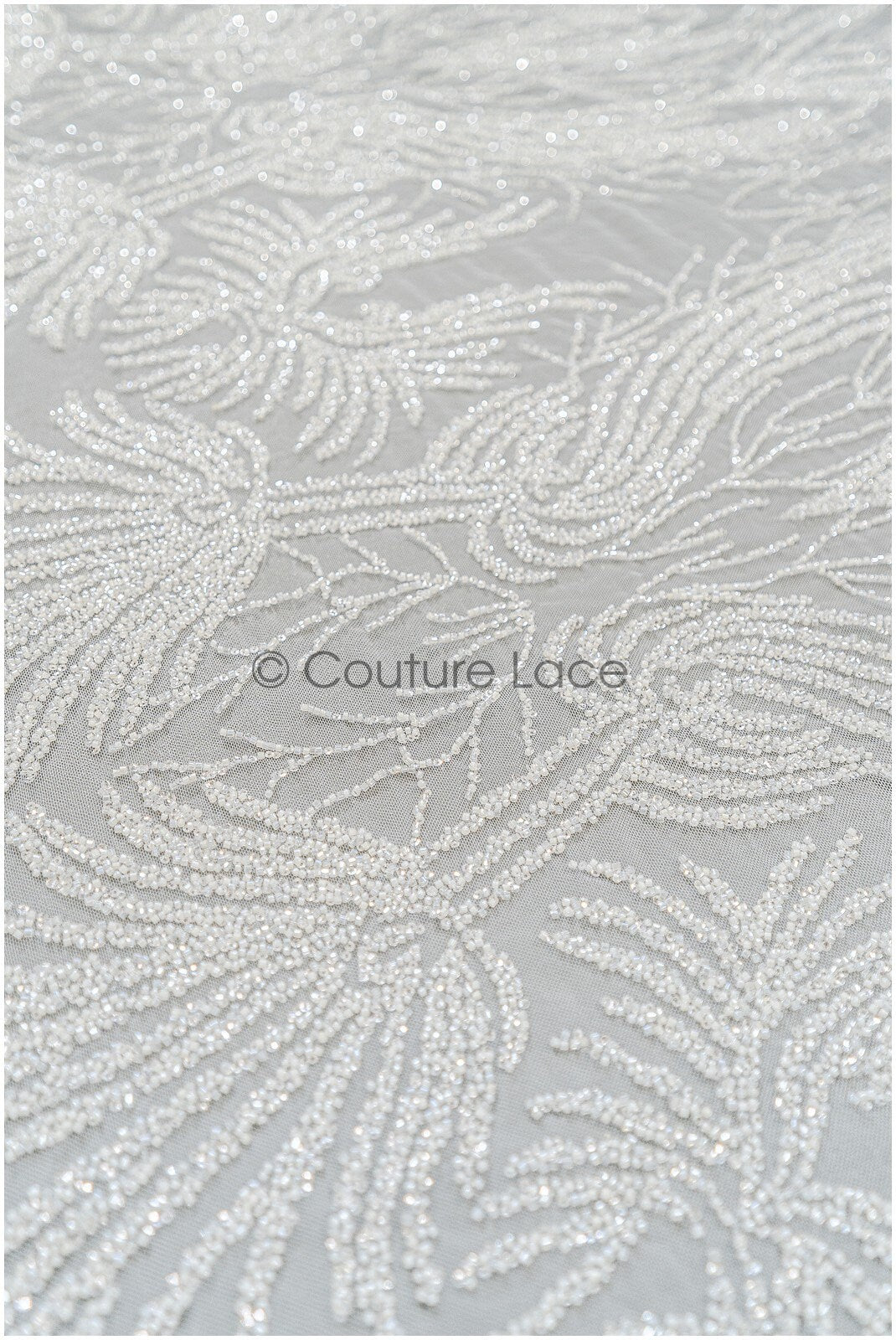 Brautspitze mit Perlen/ Couture Spitzenstoff Off-White/ schwere Hochzeitsspitze/ Designer Couture Spitze/ Brautspitze// L20-352