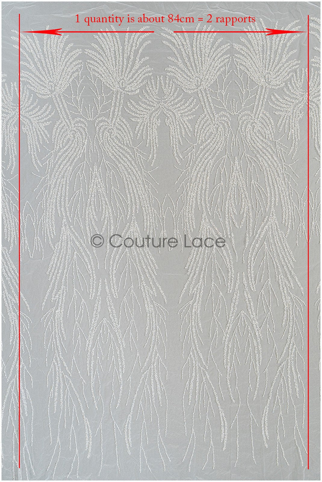 Brautspitze mit Perlen/ Couture Spitzenstoff Off-White/ schwere Hochzeitsspitze/ Designer Couture Spitze/ Brautspitze// L20-352
