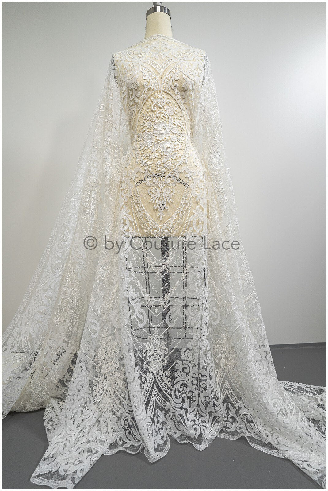 Braut Spitzenstoff Off-White/ gehäkelte Hochzeit Spitze/ Boho Spitzenstoff/ französische Braut Spitze/ Boho Spitzenstoff// L21-366