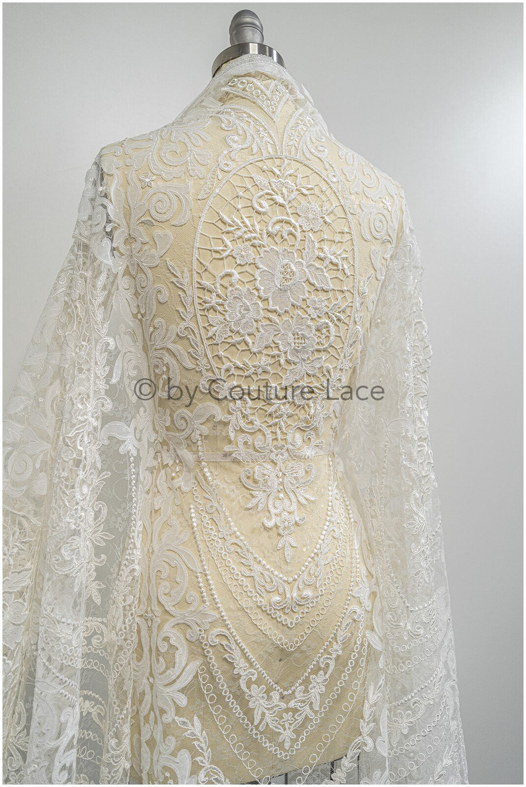 Braut Spitzenstoff Off-White/ gehäkelte Hochzeit Spitze/ Boho Spitzenstoff/ französische Braut Spitze/ Boho Spitzenstoff// L21-366