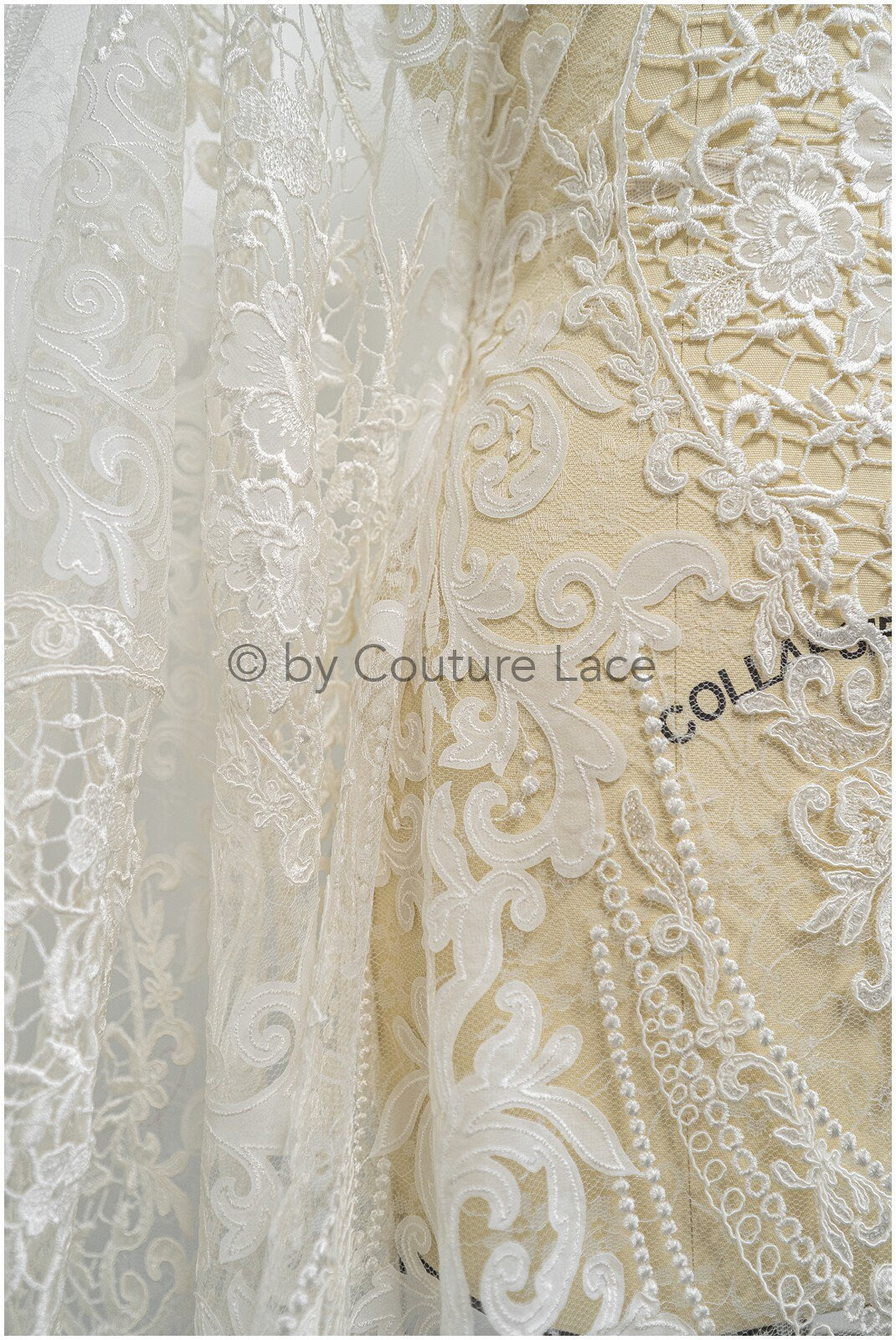 Braut Spitzenstoff Off-White/ gehäkelte Hochzeit Spitze/ Boho Spitzenstoff/ französische Braut Spitze/ Boho Spitzenstoff// L21-366