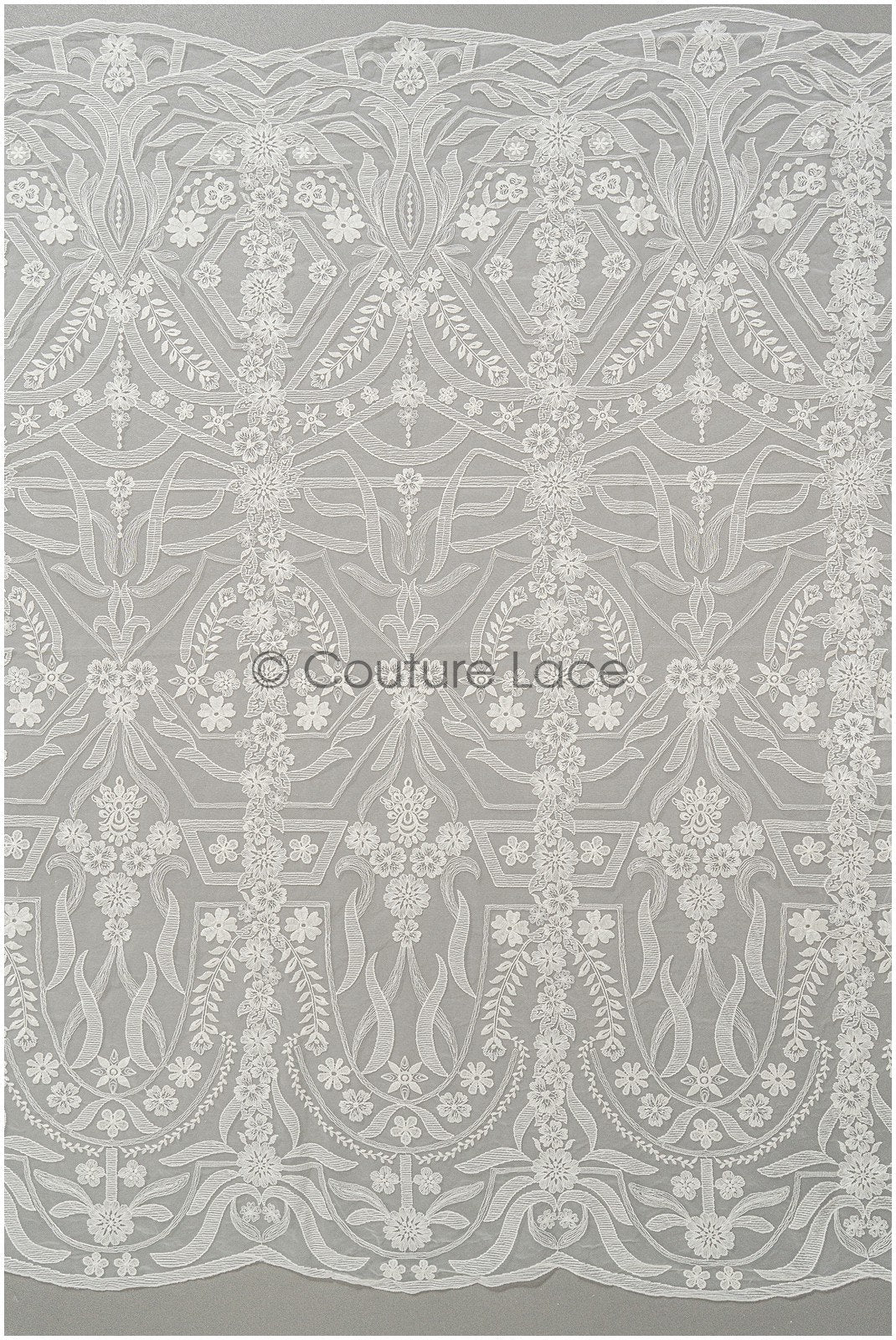 1.2yds Geometric floral lace/ embroidered floral lace off-white/ bridal lace/ soft boho lace fabric/ bridal lace fabric// L21-097C