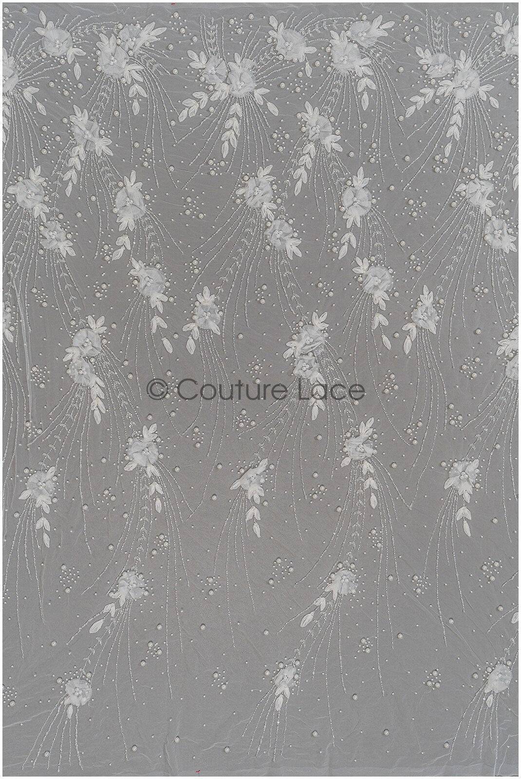 Handgefertigte Brautspitze Off-White/ 3D Blumen Spitzenstoff/ Perlen Spitze/ Designer Couture Spitze/ Braut Spitze// L21-015N