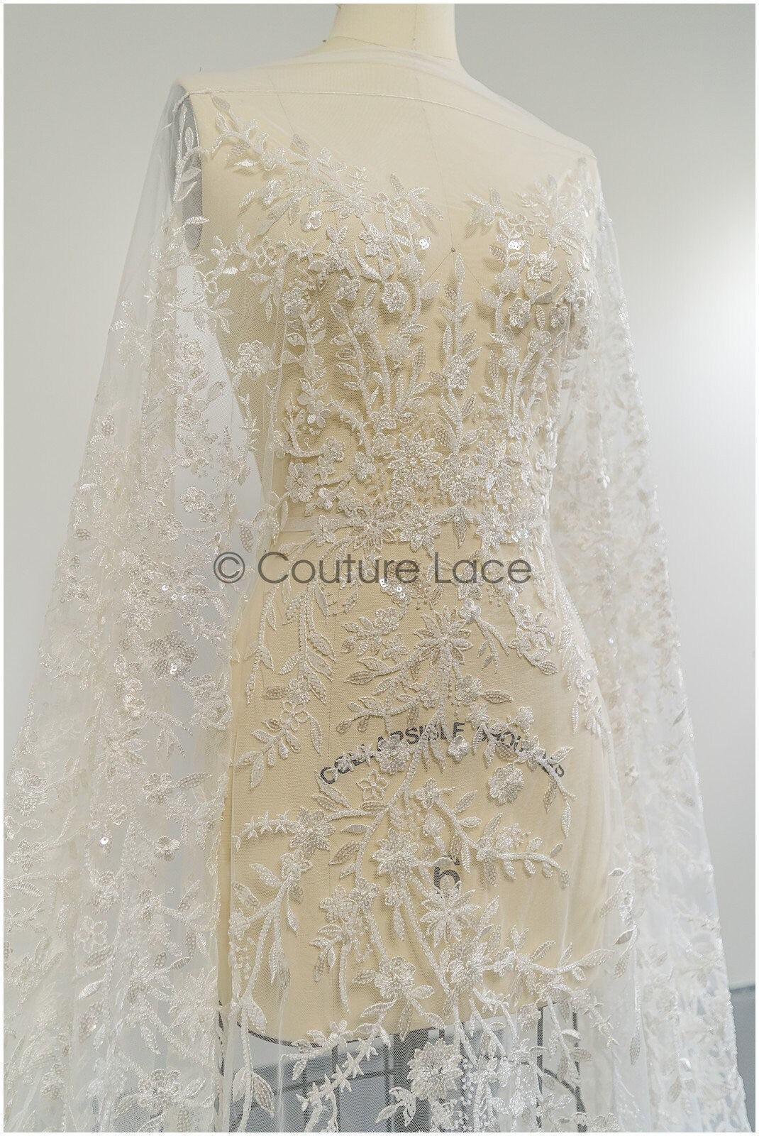 Perlen Brautspitze/ Blumen Couture Spitze Stoff/ Perlen Hochzeit Spitze/ Designer Couture Spitze/ Blumen Perlen Spitze// L21-176N