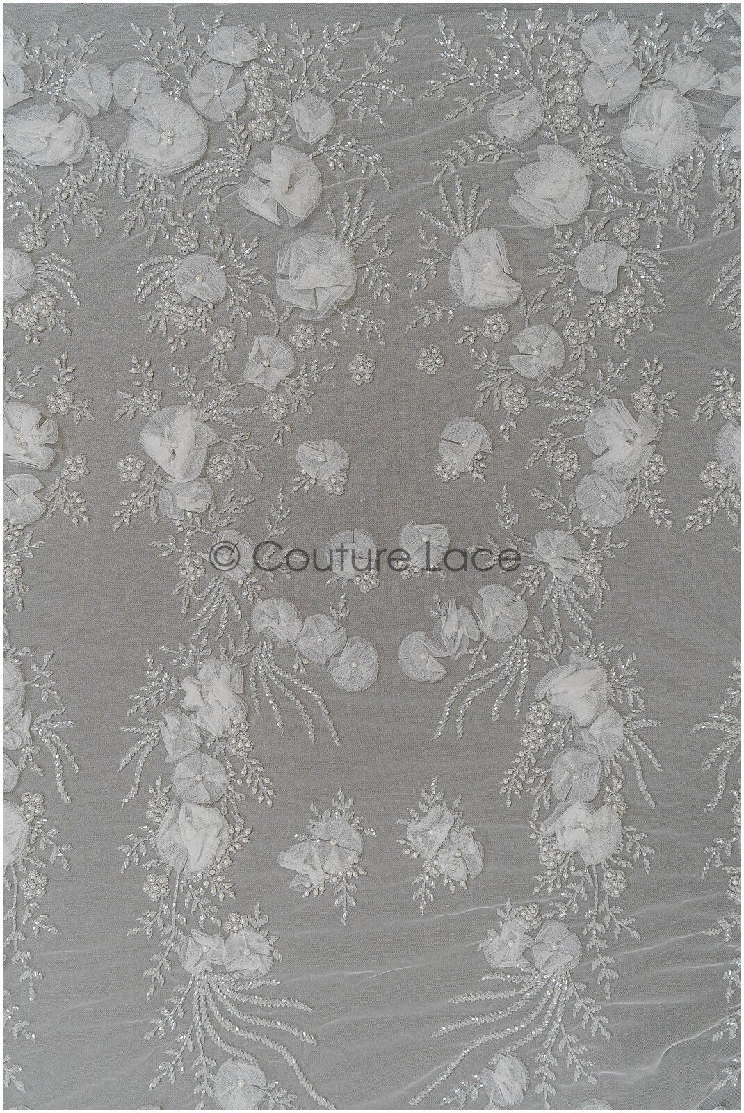 Handgefertigte Brautspitze mit 3D Blüten/ 3D Blüten Spitze Stoff/ Hochzeitskleid Spitze/ Couture Spitze// L21-049N