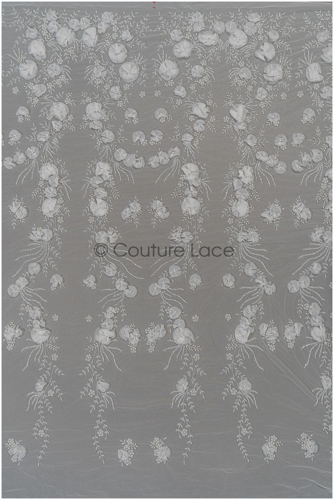 Handgefertigte Brautspitze mit 3D Blüten/ 3D Blüten Spitze Stoff/ Hochzeitskleid Spitze/ Couture Spitze// L21-049N