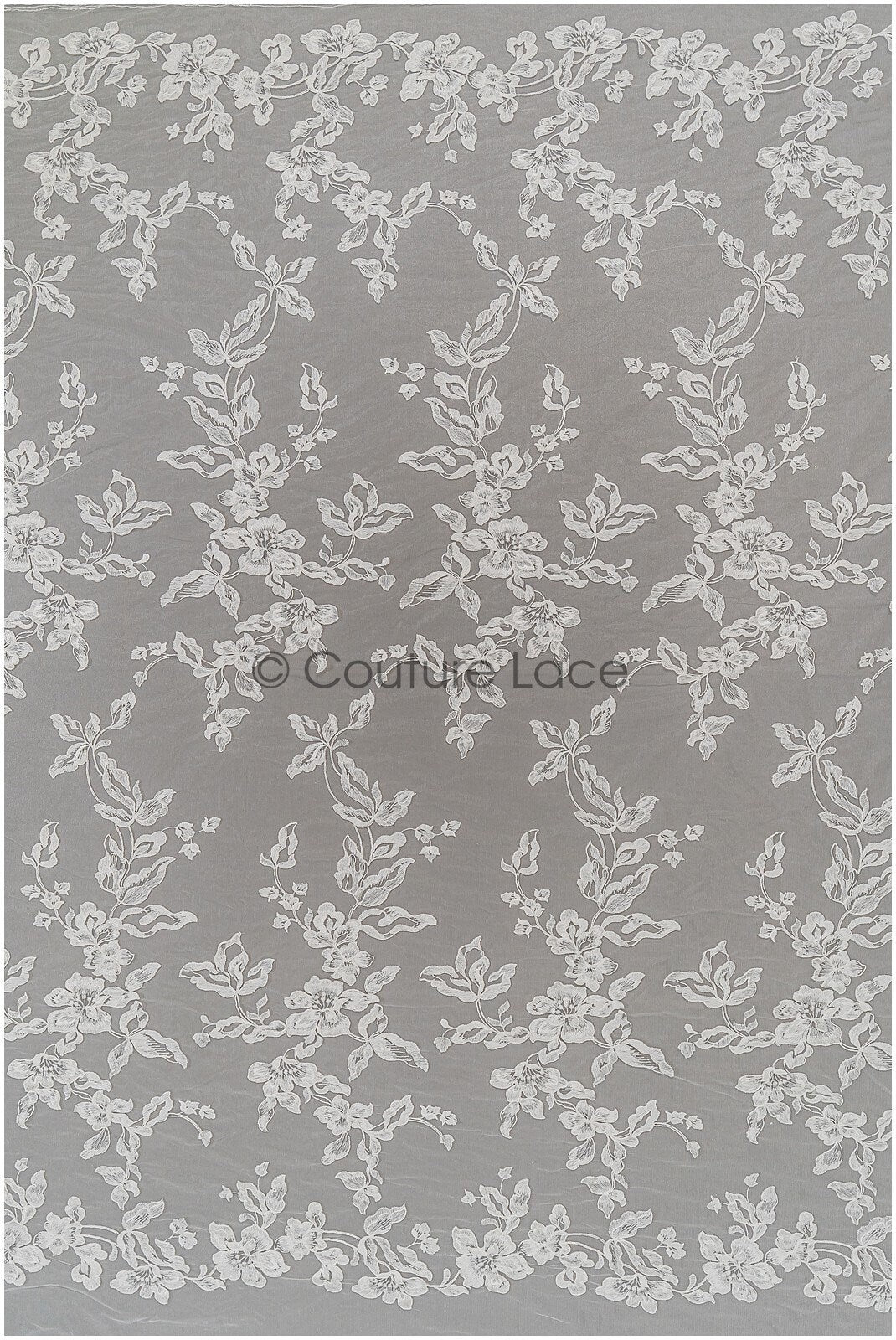 Floral leaf lace fabric/ embroidered floral lace off-white/ wedding dress lace/ soft floral lace fabric/ bridal lace// L21-046N