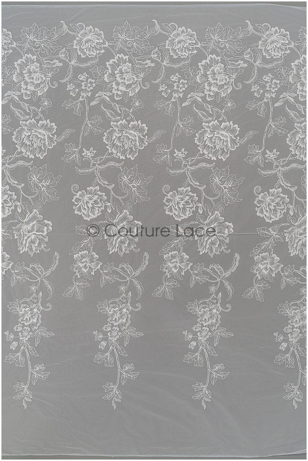 Romantischer Blumen Spitzenstoff/ bestickte Blumenspitze Off-White/ Hochzeitskleid Spitze/ Rosen Spitzenstoff/ Braut Spitze// L21-029N