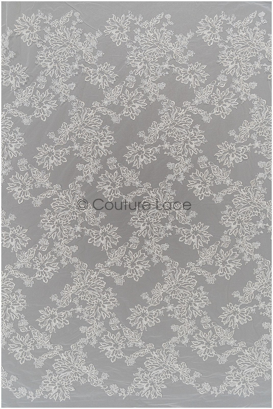 Romantischer Blumen Spitzenstoff/ bestickte Blumenspitze Off-White/ Hochzeitskleid Spitze/ Rosen Spitzenstoff/ Braut Spitze// L21-031N