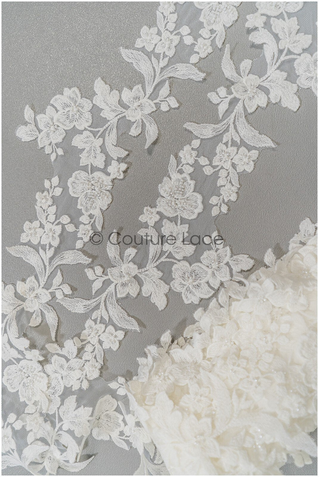 Pearl lace trim off-white/ bridal veil lace trim/ embroidered lace trim// T21-144