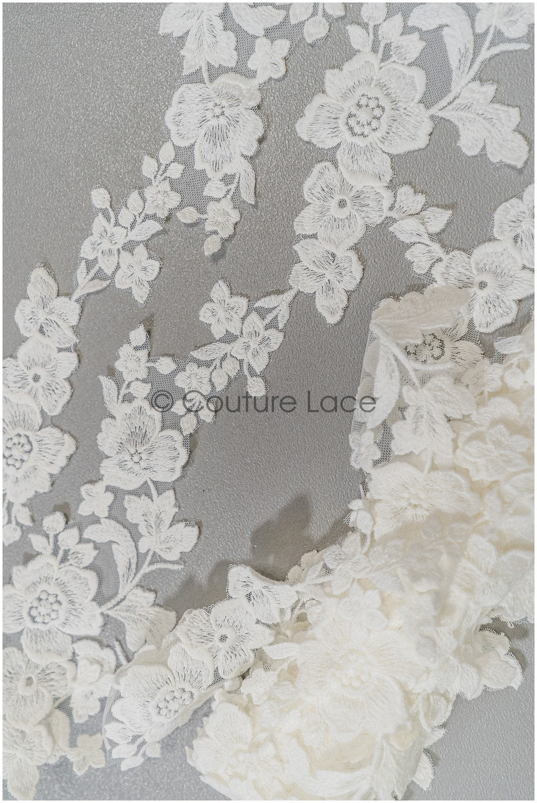 Floral lace trim off-white/ bridal lace trim/ embroidered lace trim/ elegant bridal lace/ floral lace// T21-145