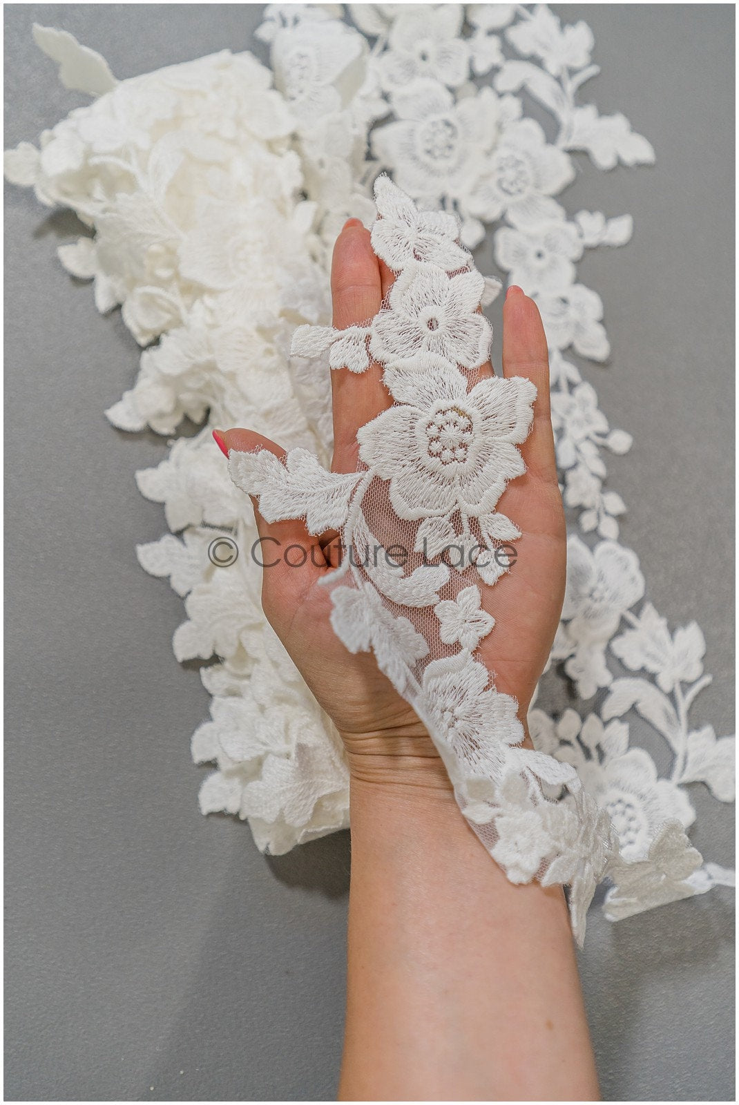 Floral lace trim off-white/ bridal lace trim/ embroidered lace trim/ elegant bridal lace/ floral lace// T21-145