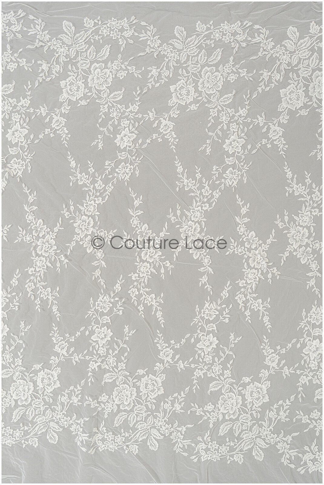 Blumen Spitzenstoff Off-White/ Braut Spitze/ Hochzeitskleid Spitzenstoff/ bestickter Spitzenstoff/ Spitzenschleier// L21-149C