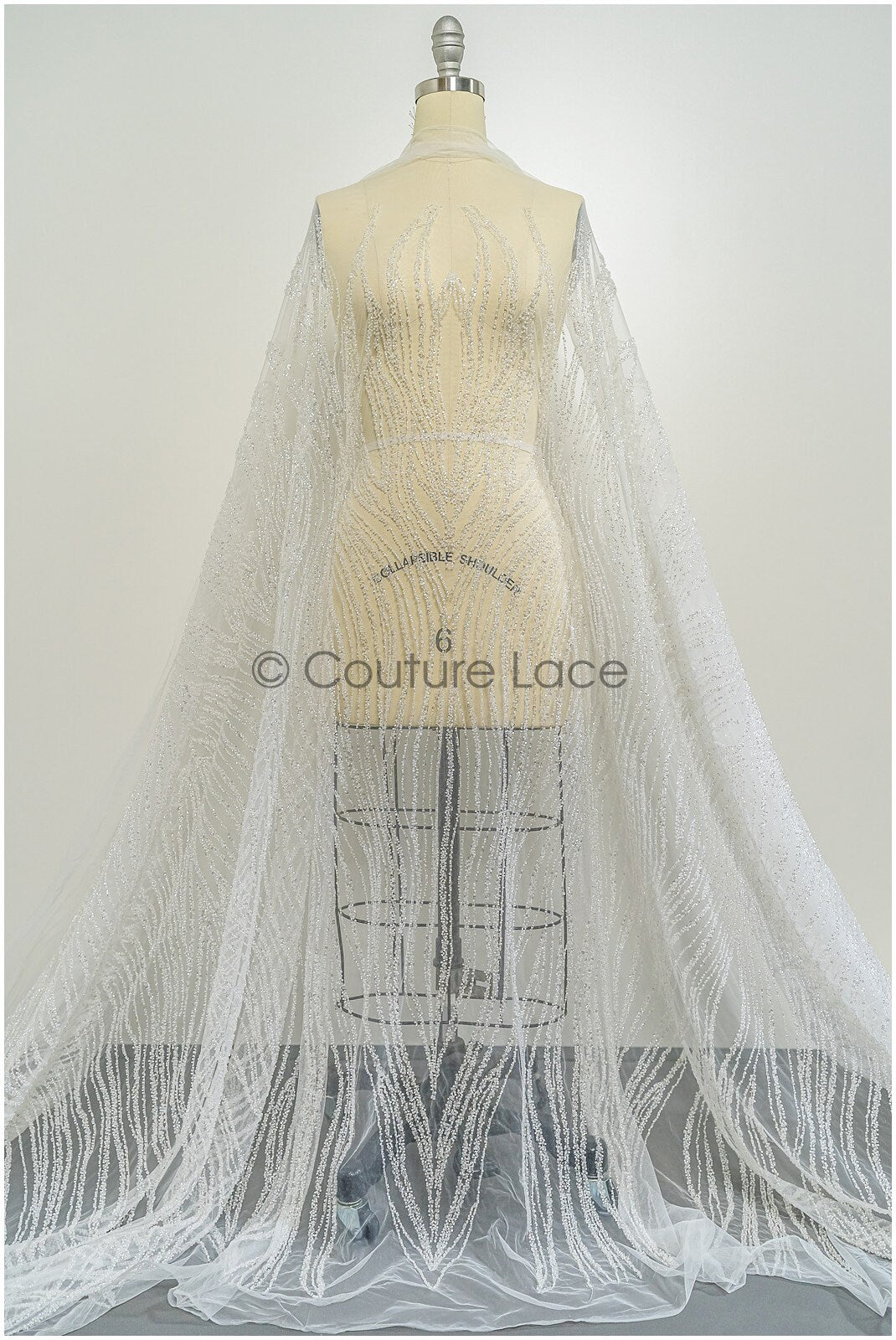 Schwere Perlen Brautspitze Off-White/ Couture Spitzenstoff mit Perlen/ Hochzeitskleid Spitze/ Designer Couture Spitze/ Streifen Spitzenstoff// L19-108