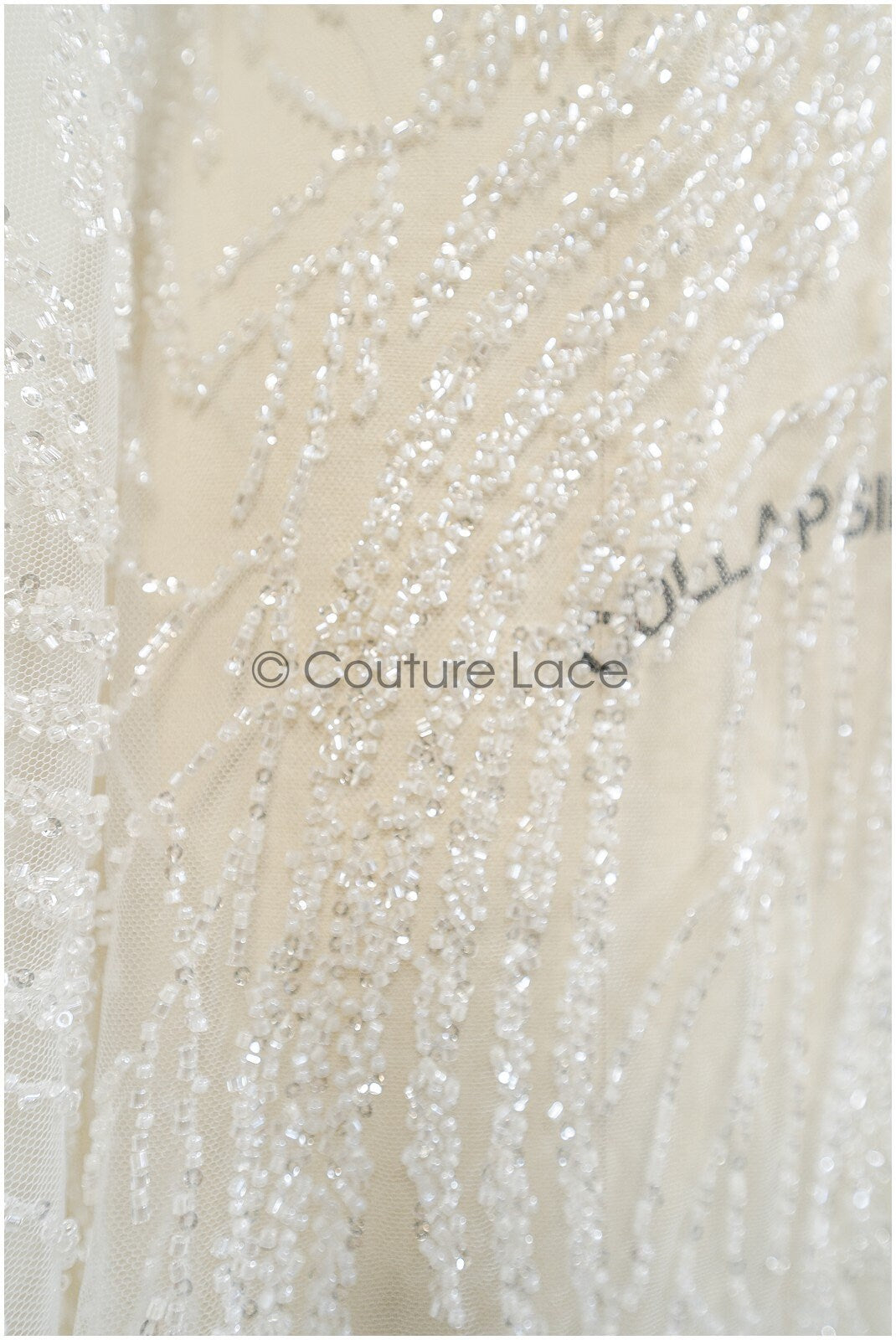 1.4 yds - Beaded Lace Fabric Off-White/ Lace for Wedding Dress/ Beaded Lace/ Bridal Lace// L20-352