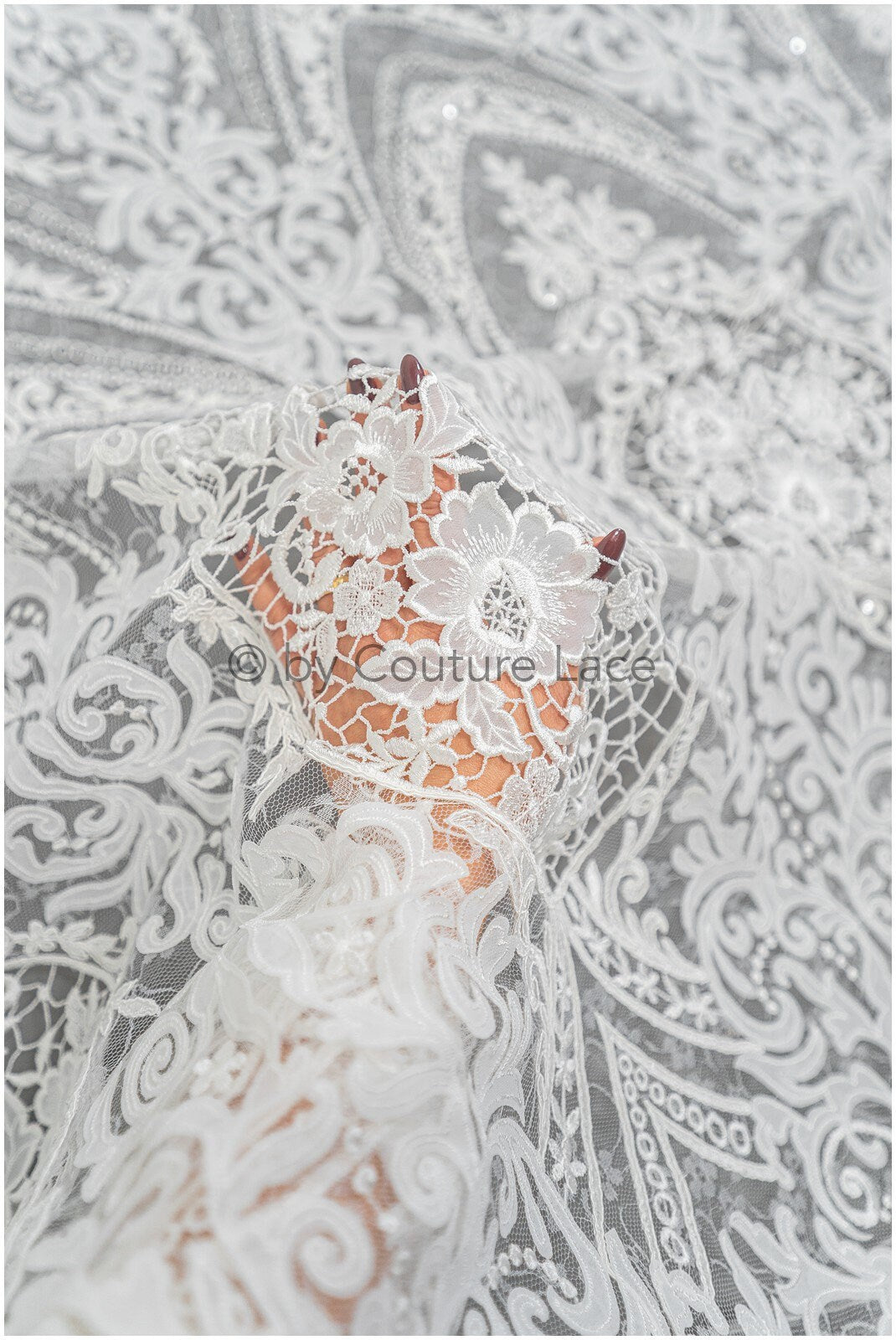 Braut Spitzenstoff Off-White/ gehäkelte Hochzeit Spitze/ Boho Spitzenstoff/ französische Braut Spitze/ Boho Spitzenstoff// L21-366