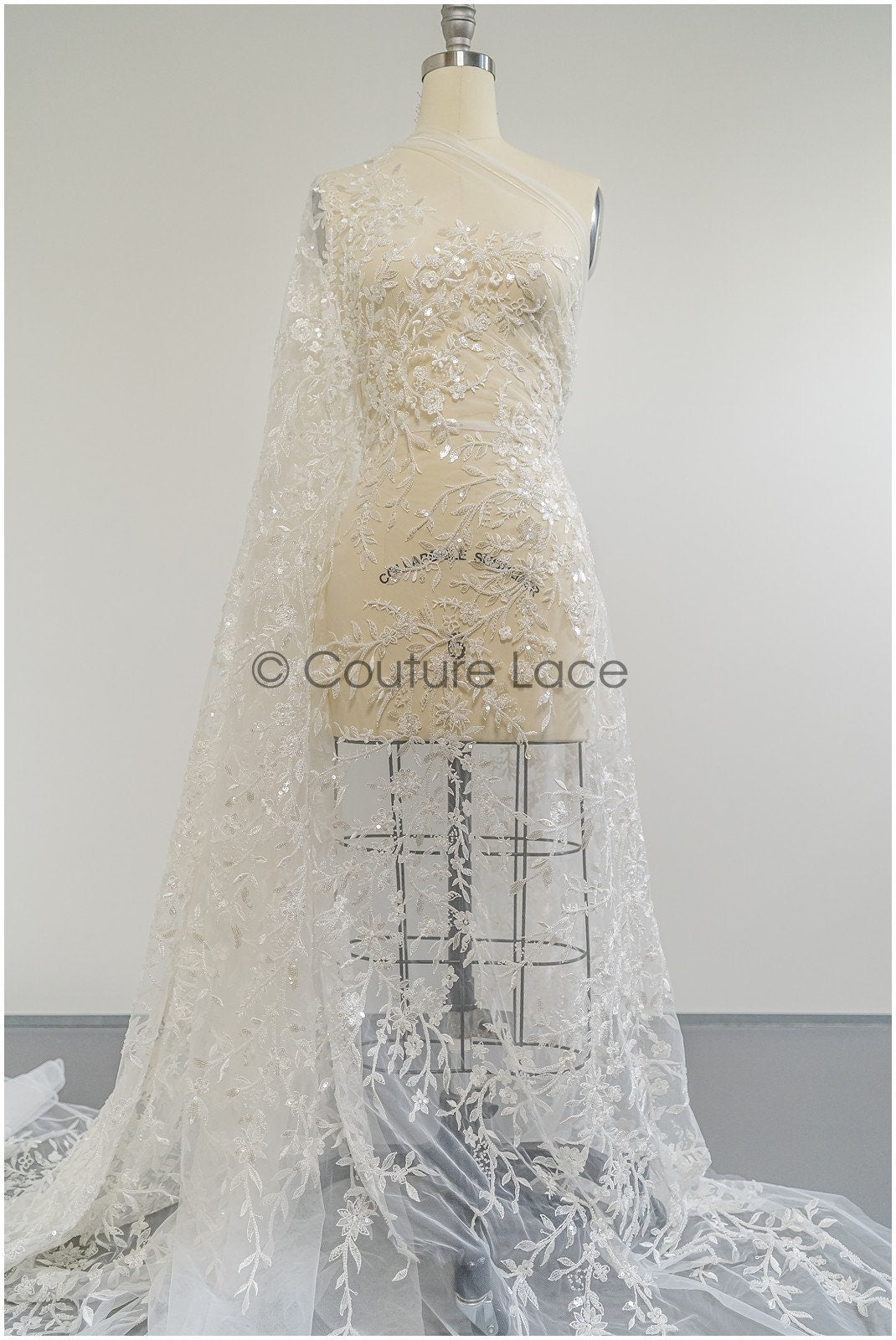 Perlen Brautspitze/ Blumen Couture Spitze Stoff/ Perlen Hochzeit Spitze/ Designer Couture Spitze/ Blumen Perlen Spitze// L21-176N