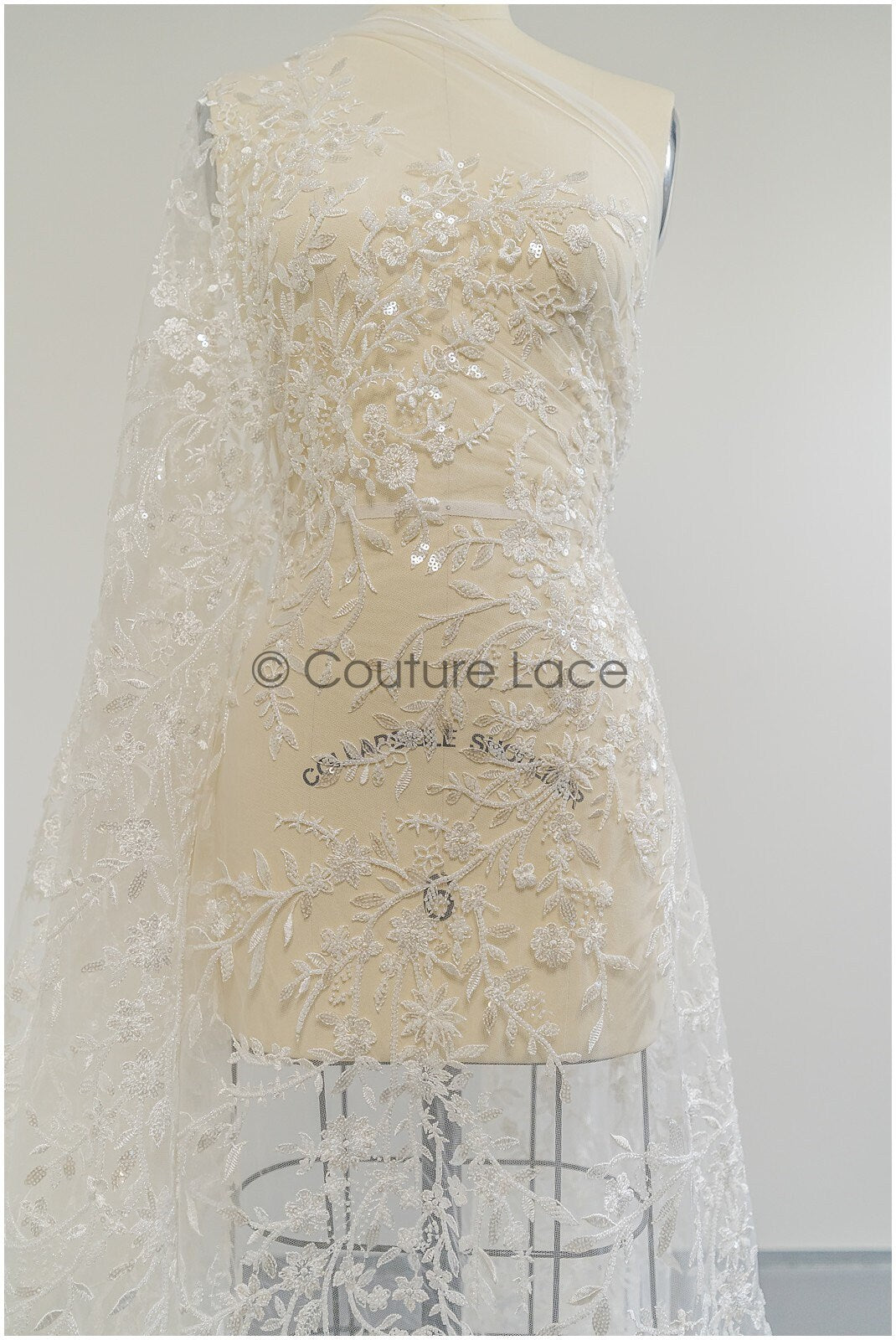 Perlen Brautspitze/ Blumen Couture Spitze Stoff/ Perlen Hochzeit Spitze/ Designer Couture Spitze/ Blumen Perlen Spitze// L21-176N