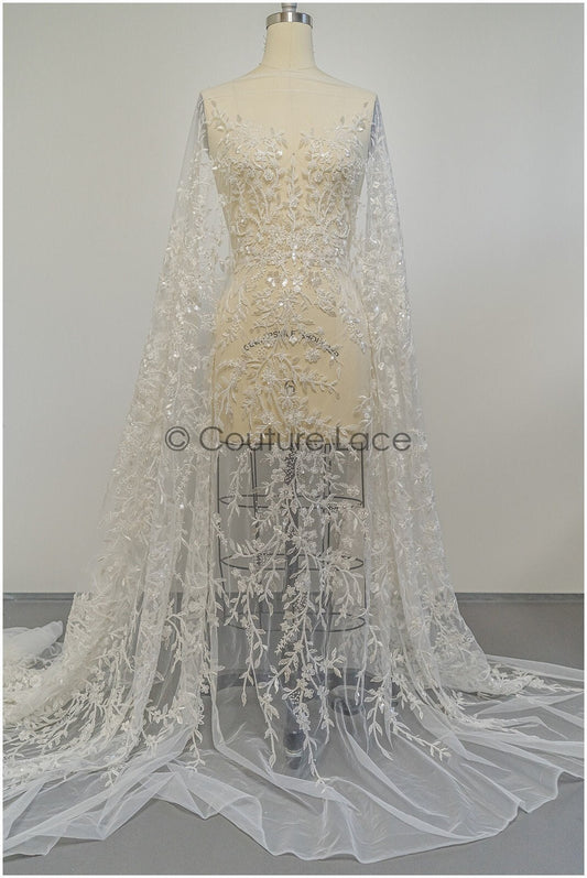 Perlen Brautspitze/ Blumen Couture Spitze Stoff/ Perlen Hochzeit Spitze/ Designer Couture Spitze/ Blumen Perlen Spitze// L21-176N