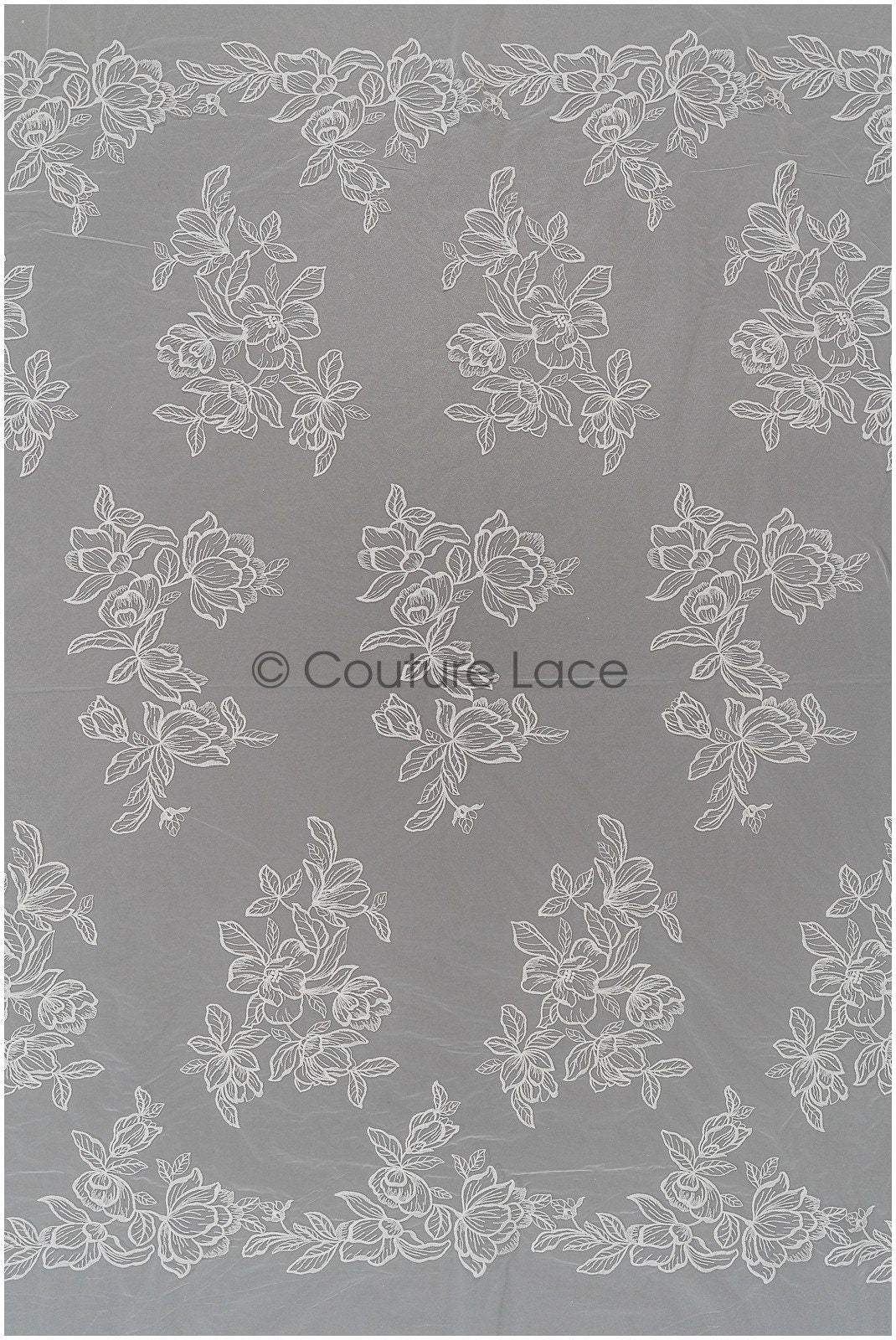 Magnolien Spitzenstoff Off-White/ bestickte Blütenspitze/ Hochzeitskleid Spitze/ weicher Magnolien Spitzenstoff/ Braut Spitzenstoff// L21-045