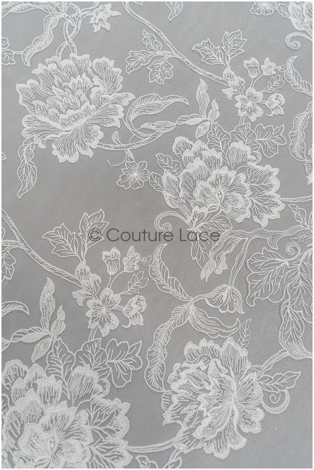 Romantischer Blumen Spitzenstoff/ bestickte Blumenspitze Off-White/ Hochzeitskleid Spitze/ Rosen Spitzenstoff/ Braut Spitze// L21-029N
