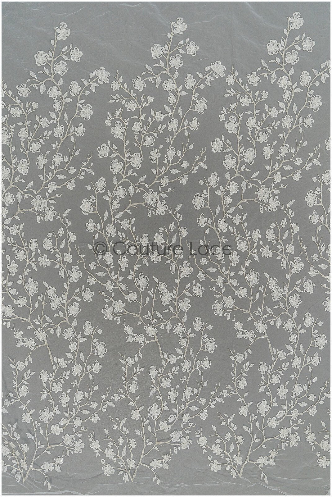 Blüten Spitzenstoff Off-White Silber/ Braut Spitzenstoff/ Blüten Brautspitze/ Brautblüten Spitze// L21-119S