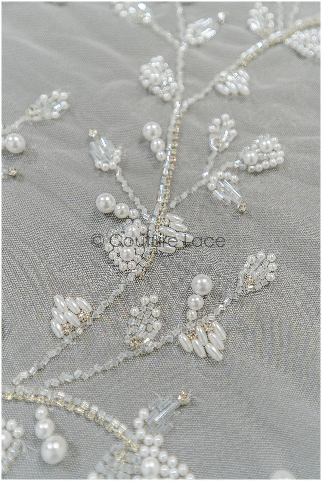 Pearl lace fabric off-white/ Pearl wedding dress lace/ Bridal lace fabric/ Pearl lace// L21-132N