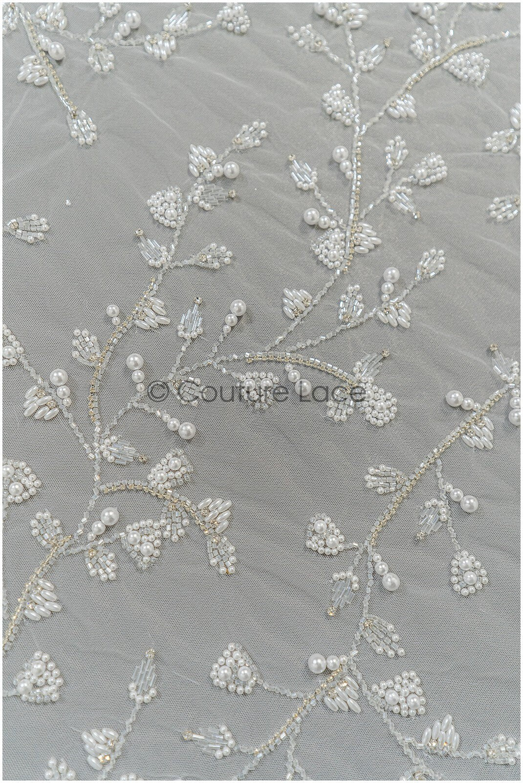 Pearl lace fabric off-white/ Pearl wedding dress lace/ Bridal lace fabric/ Pearl lace// L21-132N