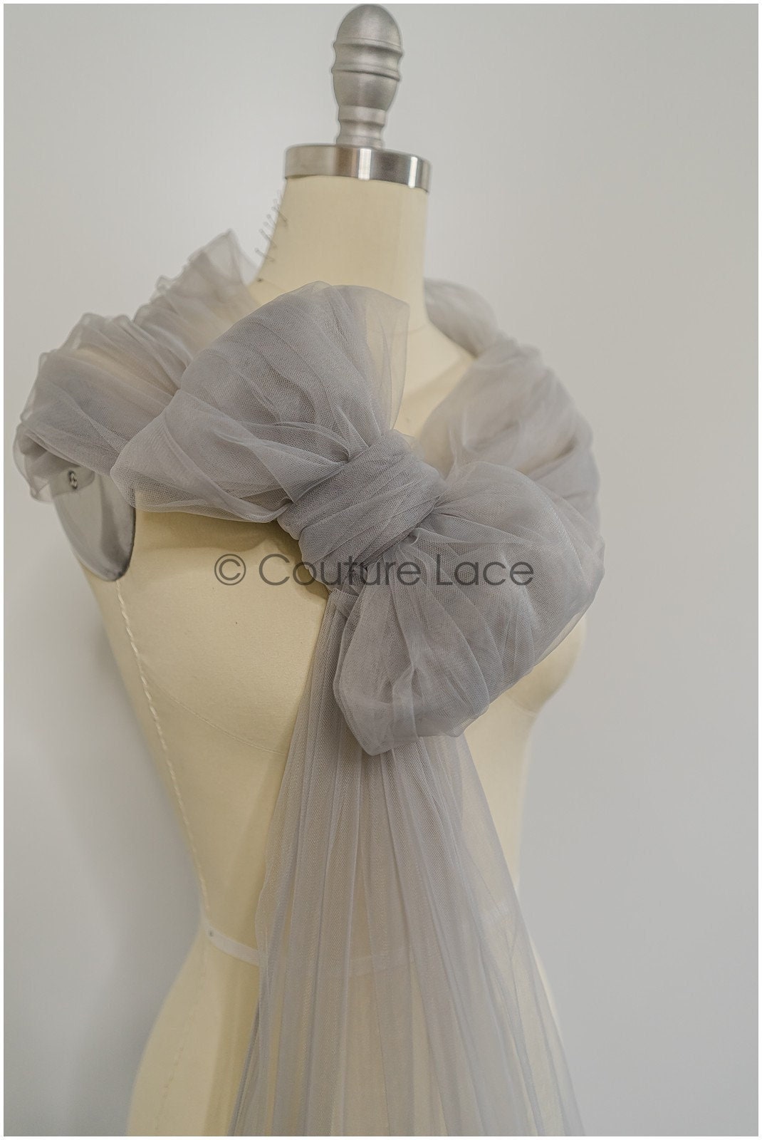 Steel grey - 160cm wide very soft tulle fabric for bridal veils and wedding dresses/ soft mesh fabric// R-149-52