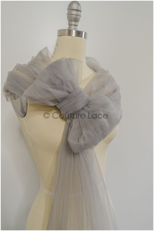 Stahl Grau - 160cm breit sehr weicher Tüllstoff für Brautschleier und Hochzeitskleider/ weicher Netzstoff// R-149-52-Ballen 30YDS