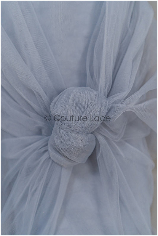 Grau Blau - 160cm breit sehr weicher Tüllstoff für Brautschleier und Hochzeitskleider/ weicher Netzstoff// R-151-56