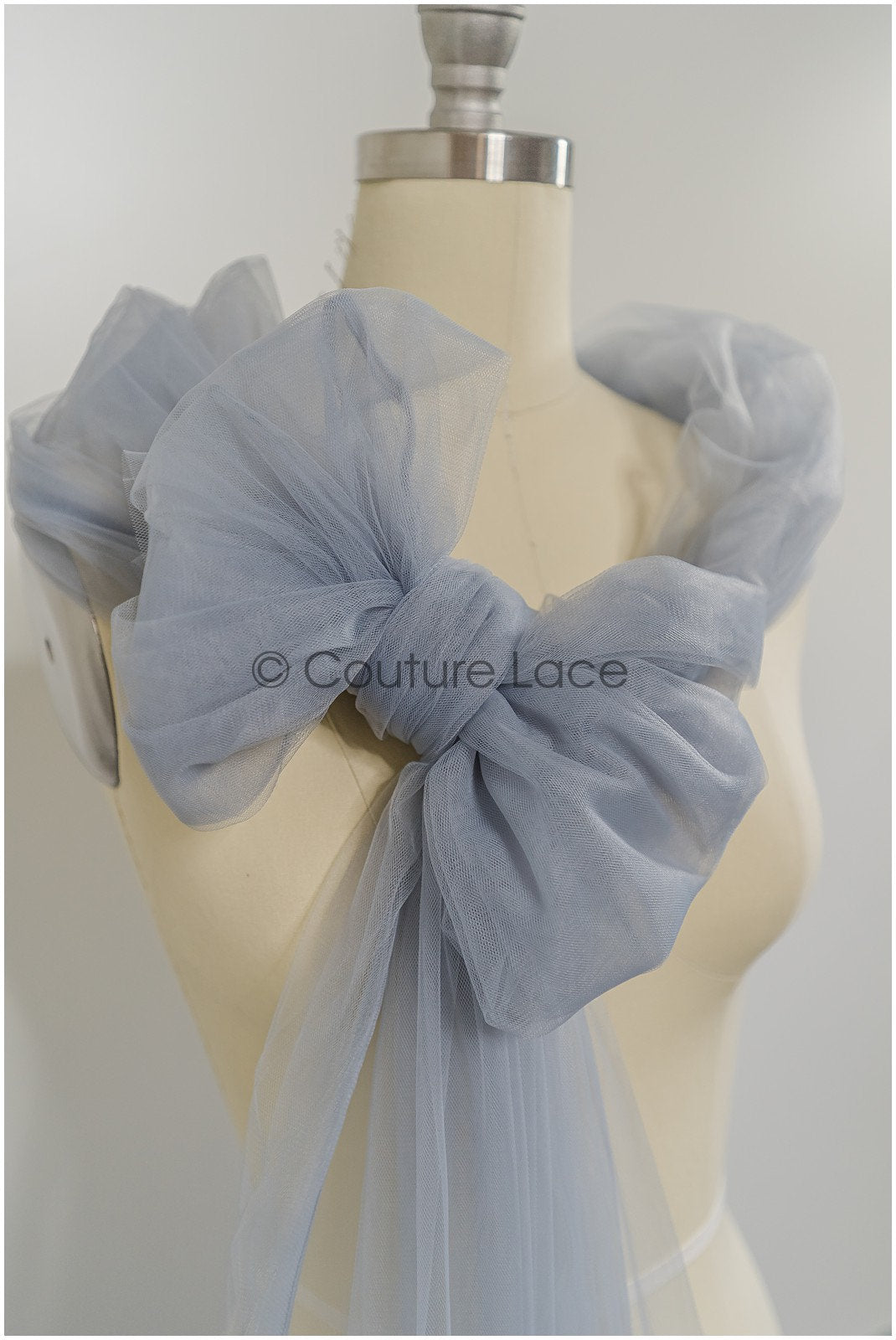 Grey Blue - 160cm wide very soft tulle fabric for bridal veils and wedding dresses/ soft mesh fabric// R-151-56