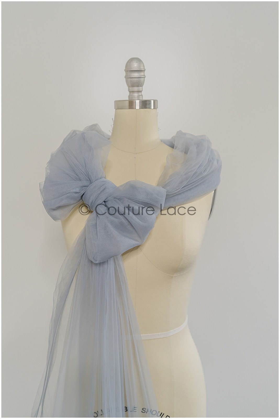 Grey Blue - 160cm wide very soft tulle fabric for bridal veils and wedding dresses/ soft mesh fabric// R-151-56