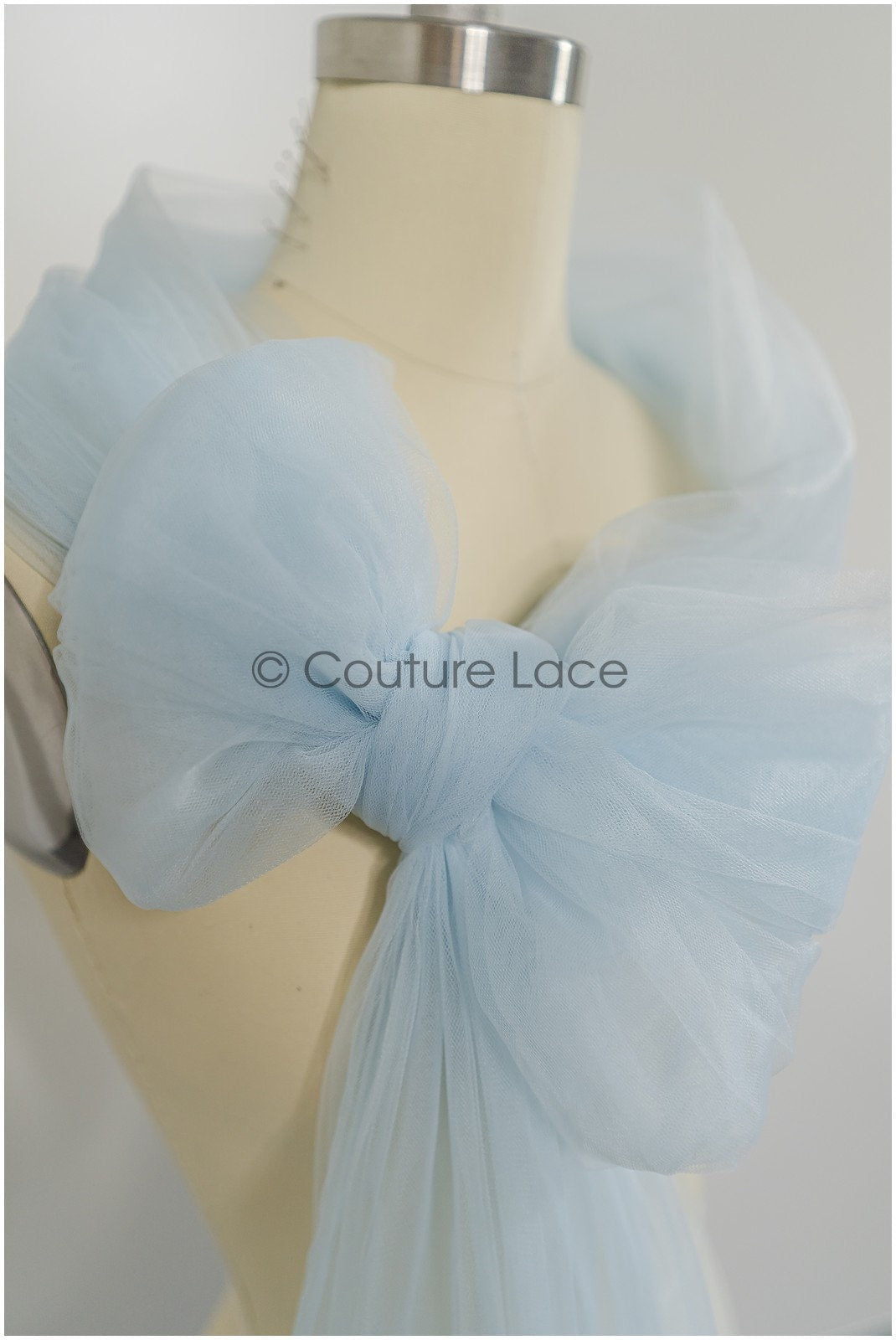 Light blue - 160cm wide very soft tulle fabric for bridal veils and wedding dresses/ soft mesh fabric// R-153-61