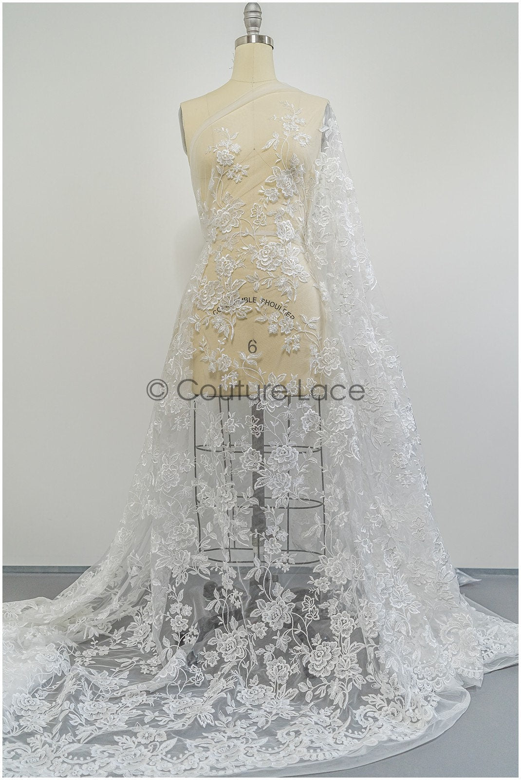 Floral lace fabric, rose bridal lace, flower bridal lace, flower blossom lace, bridal flower lace, spring flower lace// L21-098N