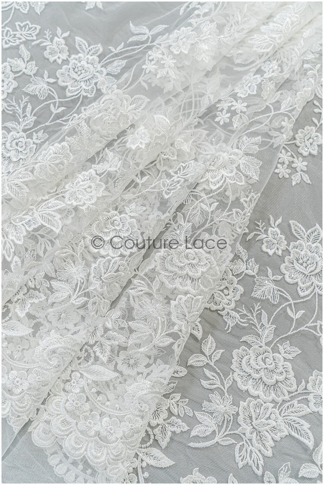 Floral lace fabric, rose bridal lace, flower bridal lace, flower blossom lace, bridal flower lace, spring flower lace// L21-098N