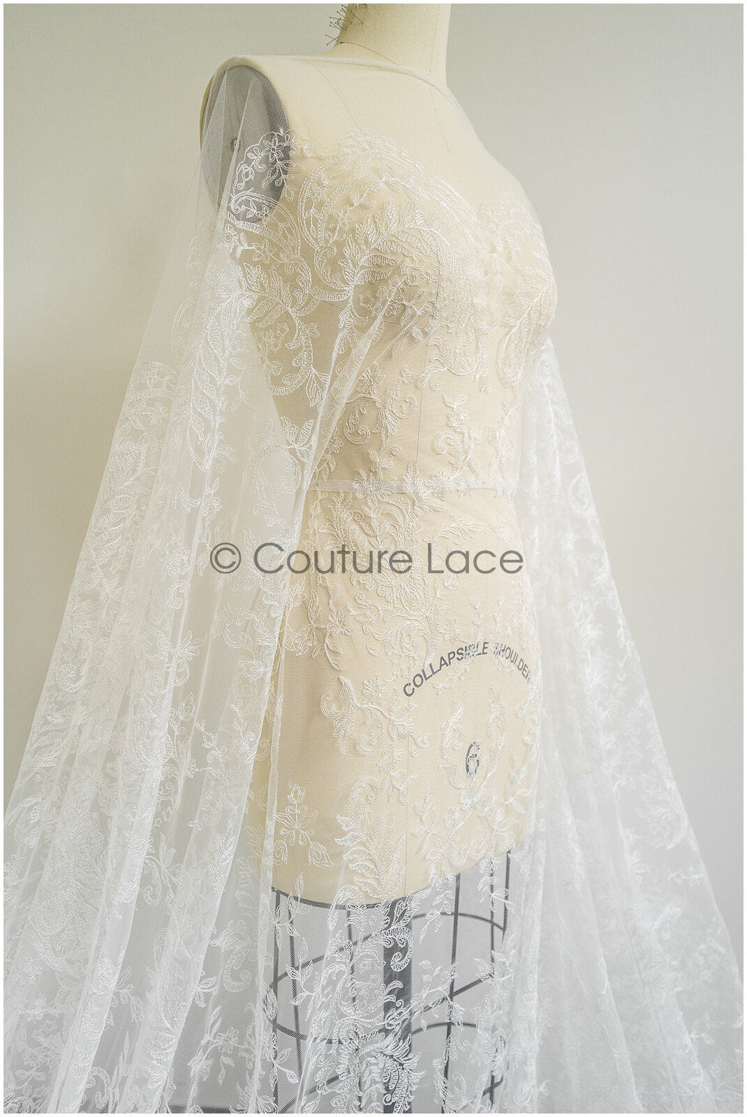 Romantischer Braut Spitzenstoff Off-White/ florale Spitze/ Dessous Spitze/ Brautspitze// L21-412