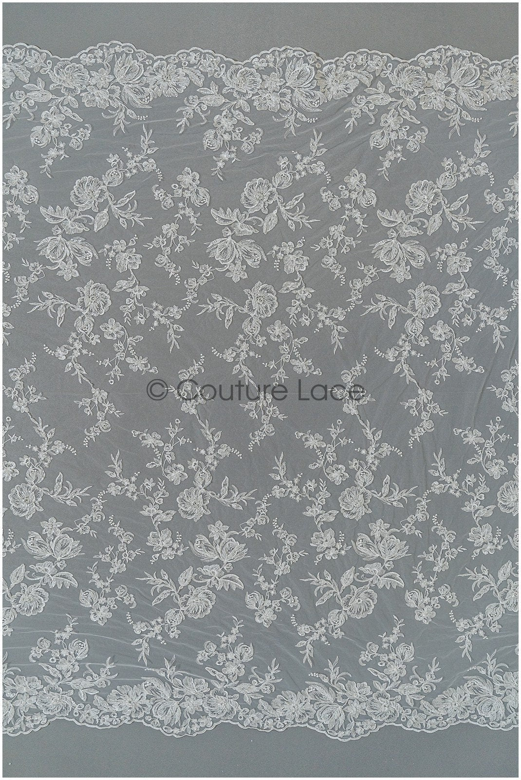 Perlen Spitzenstoff mit Blumenmuster/ Spitzenstoff mit Perlen und Pailletten/ handgemachte Spitze für Brautkleid// L21-092B