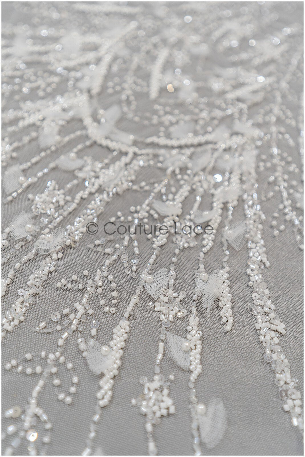 Handperlen Brautspitze Off-White/ Perlen Braut Spitze/ Couture Brautspitzenstoff mit Perlen/ Designer Couture Spitze// L21-191