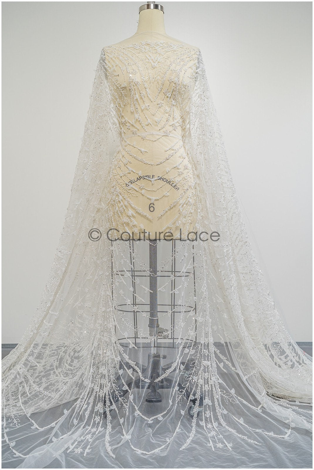 Handperlen Brautspitze Off-White/ Perlen Braut Spitze/ Couture Brautspitzenstoff mit Perlen/ Designer Couture Spitze// L21-191