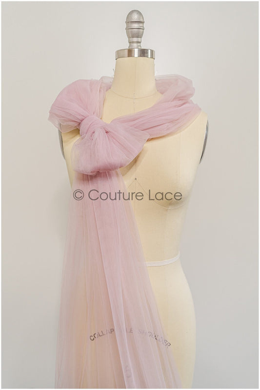 Pastel Pink - 160cm breit sehr weicher Tüllstoff für Brautschleier und Hochzeitskleider/ weicher Netzstoff// R-150-53-Ballen 30YDS