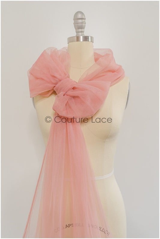 Salmone Pink - 160cm breit sehr weicher Tüllstoff für Brautschleier und Hochzeitskleider/ weicher Netzstoff// R-148-25-Ballen 30YDS