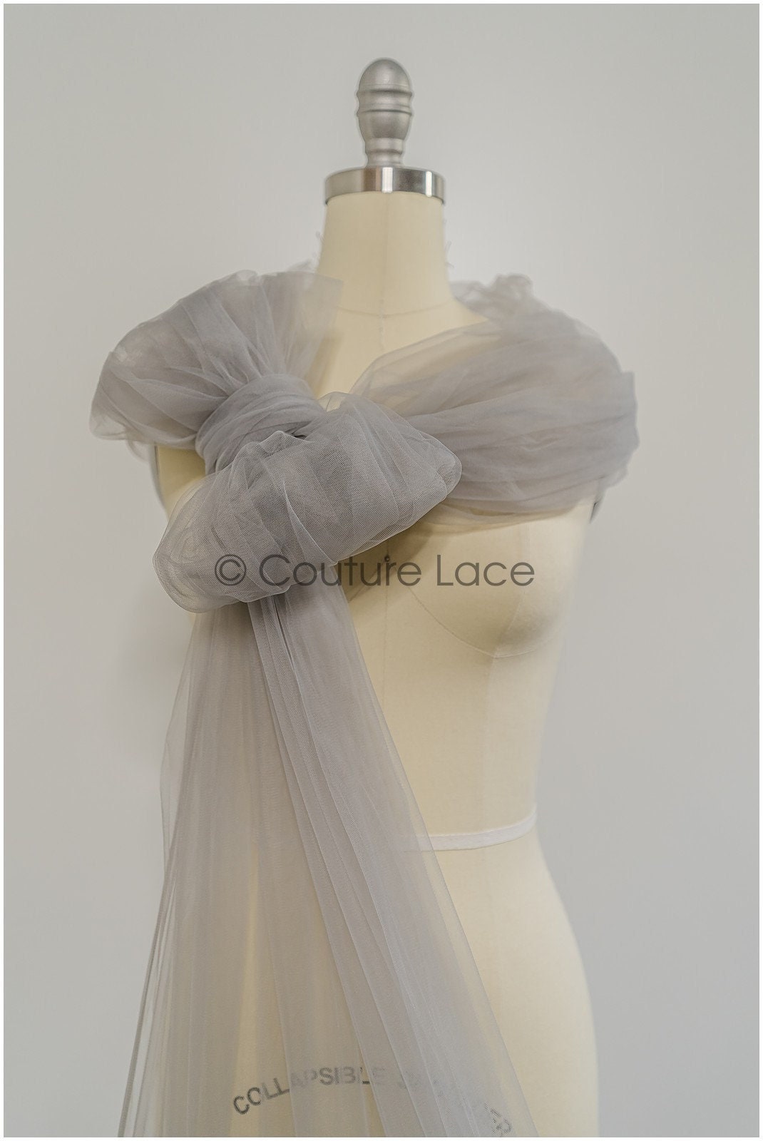 Steel grey - 160cm wide very soft tulle fabric for bridal veils and wedding dresses/ soft mesh fabric// R-149-52