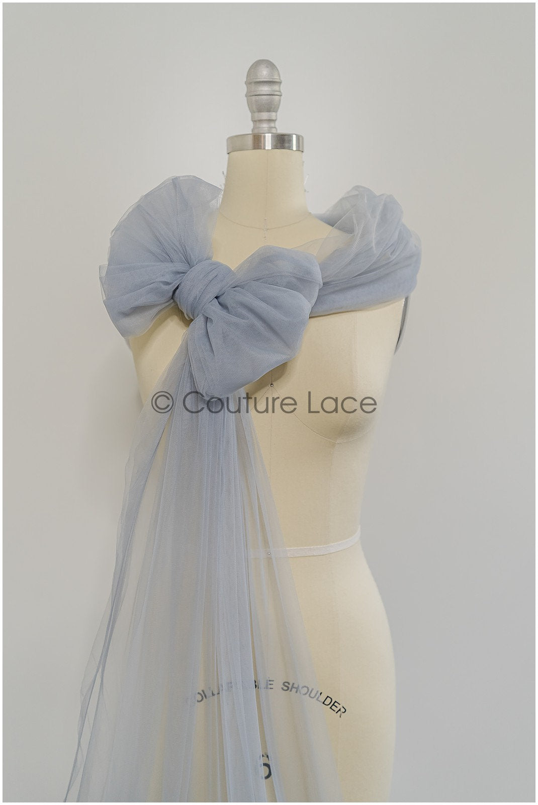 Grey Blue - 160cm wide very soft tulle fabric for bridal veils and wedding dresses/ soft mesh fabric// R-151-56