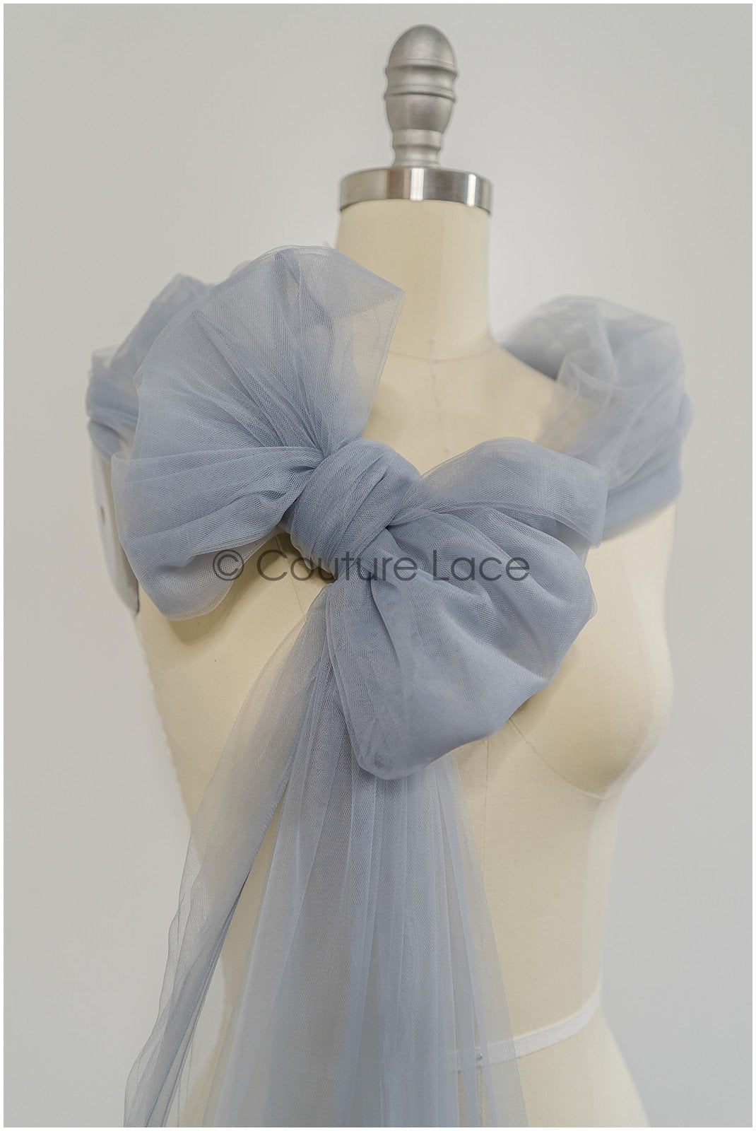 Grey Blue - 160cm wide very soft tulle fabric for bridal veils and wedding dresses/ soft mesh fabric// R-151-56