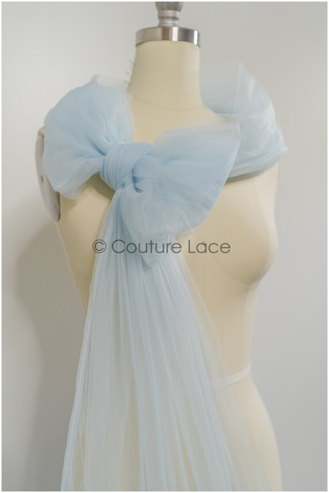 Light blue - 160cm wide very soft tulle fabric for bridal veils and wedding dresses/ soft mesh fabric// R-153-61