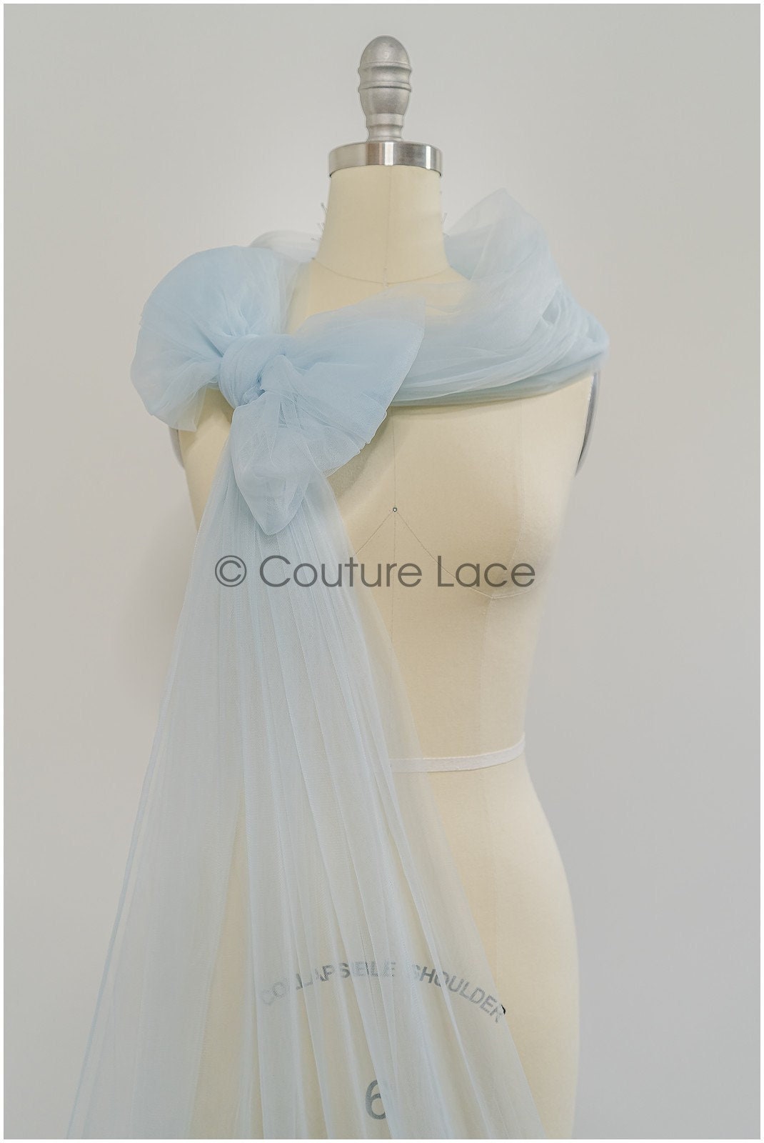 Light blue - 160cm wide very soft tulle fabric for bridal veils and wedding dresses/ soft mesh fabric// R-153-61