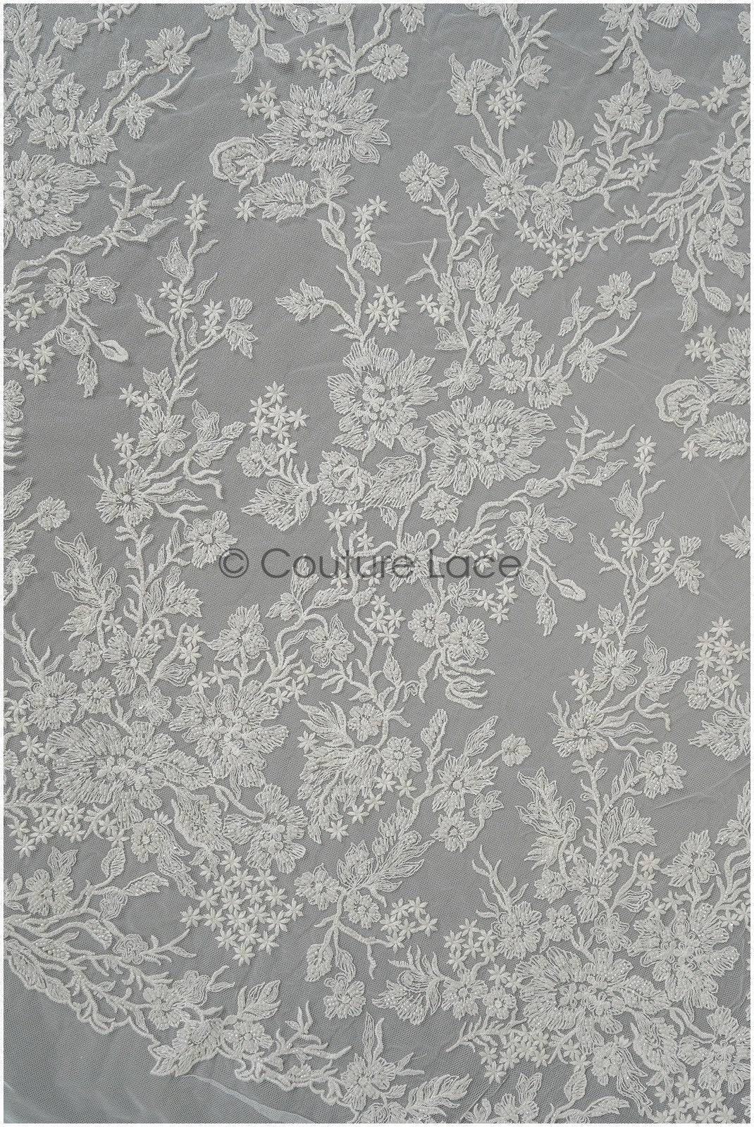 Pearl lace fabric/ Couture lace fabric/ Bridal lace fabric/ Pearl beaded lace// L21-194B