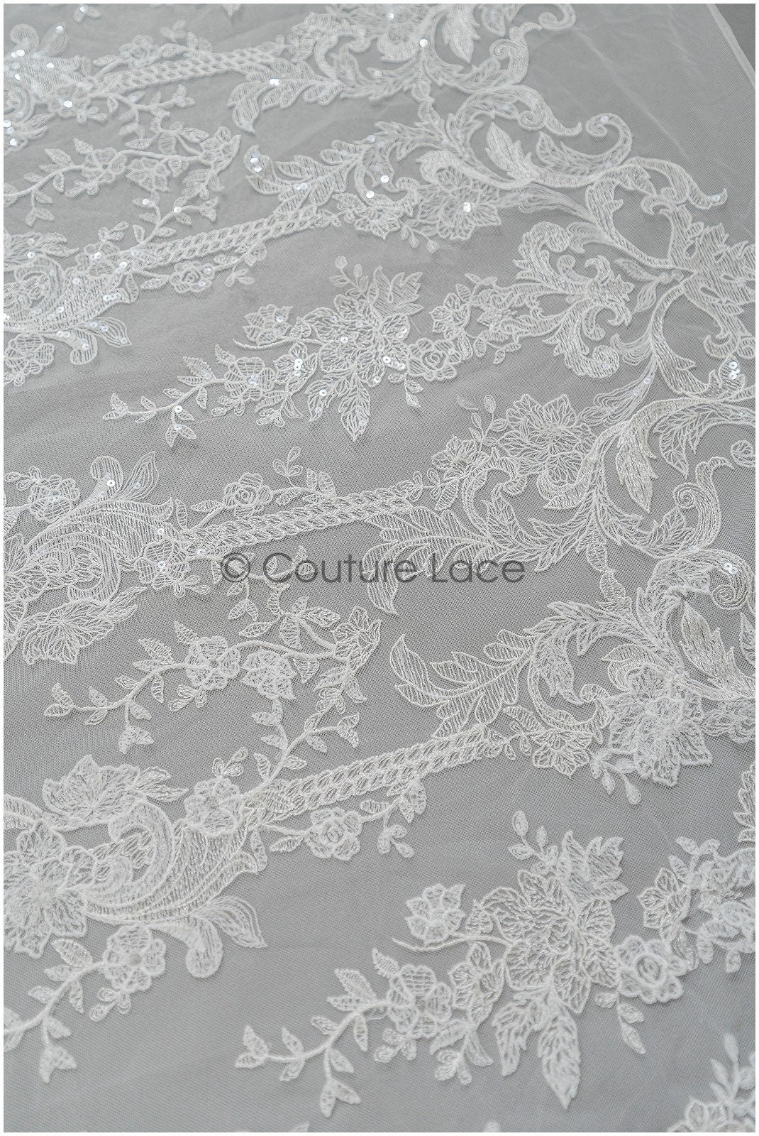 Romantische Braut Spitze Off-White/ Blumen Spitze/ Hochzeitskleid Spitenstoff/ Brautsptze// L21-085B