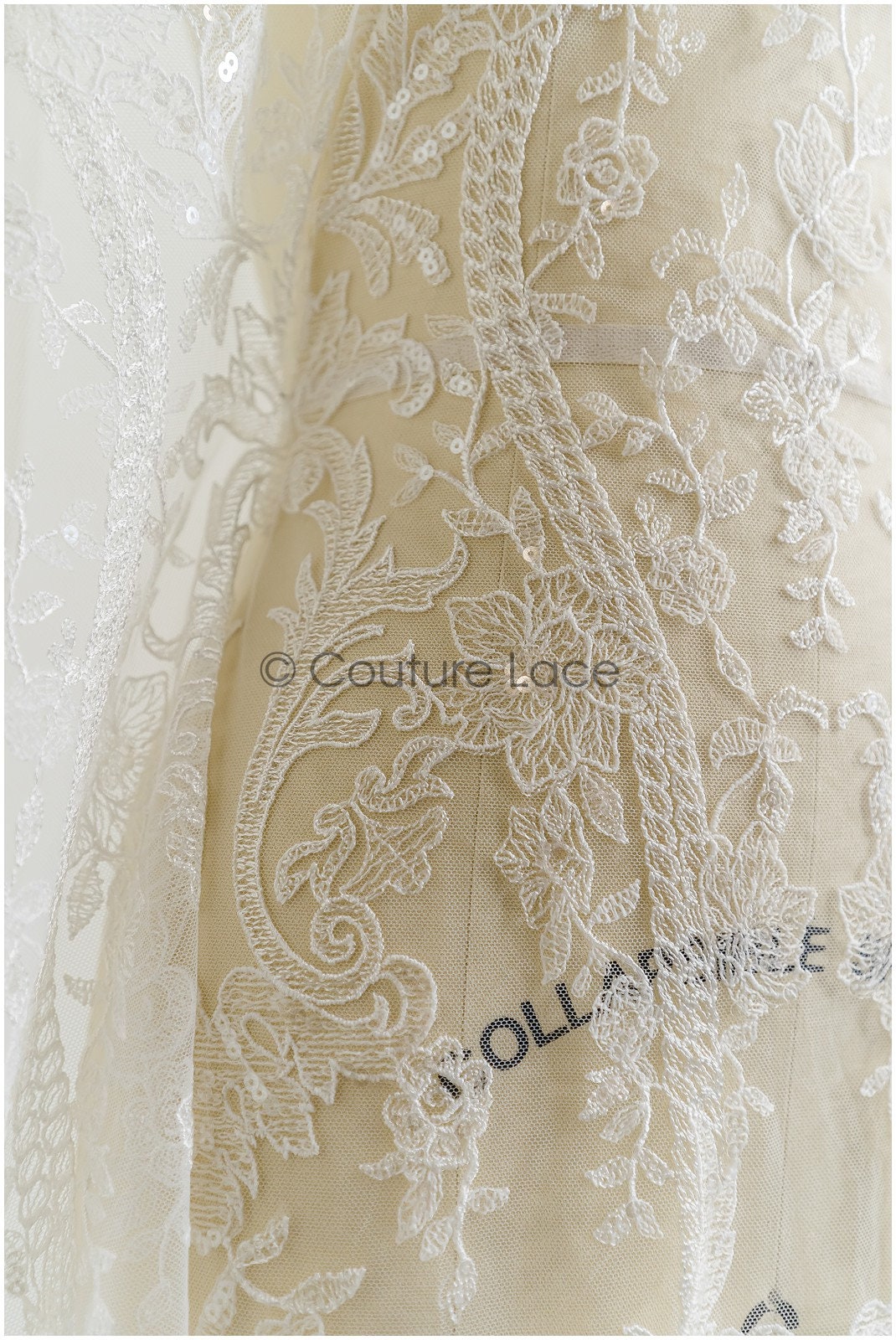 Romantische Braut Spitze Off-White/ Blumen Spitze/ Hochzeitskleid Spitenstoff/ Brautsptze// L21-085B